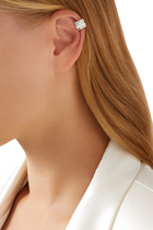 Quatre Double White Edition Single Clip Earring, 18k White Gold & Diamonds