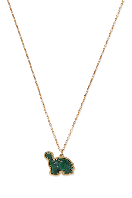 Turtle Pendant, 18k Yellow Gold & Malachite