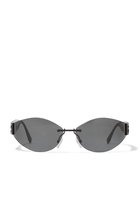 Baguette Black Geometric Sunglasses