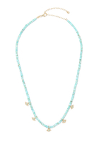 Tiny Evil Eye Turquoise Beaded Necklace, 14k Yellow Gold & Diamond s