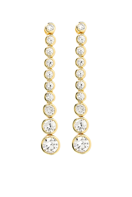 Bezel Diamond Drop Earrings, 14k Vermeil on Sterling Silver & AAAA+ grade Cubic Zirconia