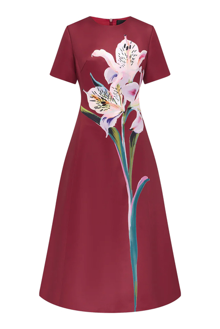 Caroline Short Sleeve Midi Dress , Lily Print