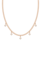 Quwa Dangling Five Square Necklace, 18k Pink Gold & Diamonds