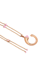 Cleo Venus Midi Long Chain Pendant, 18k Rose Gold, Pink Coral & Diamond