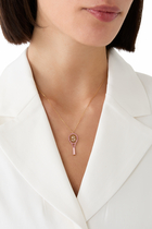 Letter 'S' Tennis Racket Necklace, 18k Yellow Gold & Diamonds, Sapphires