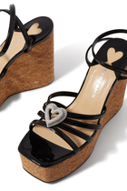 Double Heart Embellished 120 Patent Wedges