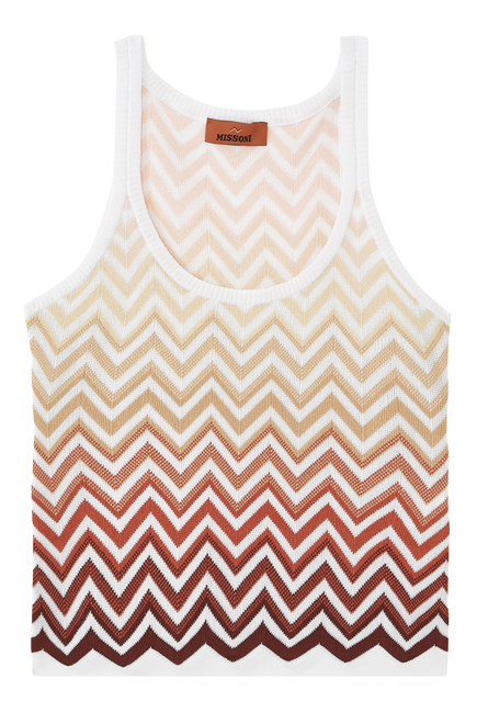 Chevron Jacquard Sleeveless Tank Top