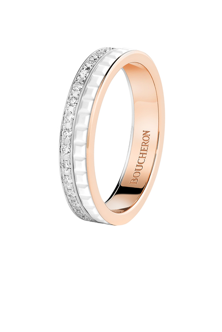 Wedding Band, 18k Mix Gold & Ceramic with Quatre Diamonds