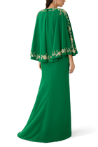 Embellished Sleeve Gown in Crepe
