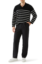 Mole Yarn Stripe Skipper Knit Polo