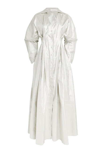 Honesty Opens Metallic Linen-Blend Maxi Dress