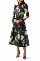 Katrina Butterfly Sleeve Midi Dress, White Rose
