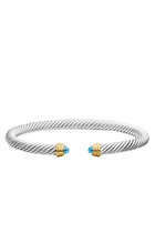Classic Cable Bracelet, Sterling Silver with 14k Yellow Gold & Topaz