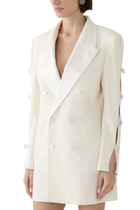 Bow-Embellished Wool Blazer Dress