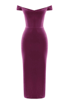 Off Shoulder V Neck Corset Dress in Velvet