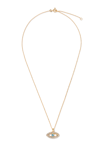 Greek Eye Necklace, 18K Gold Plating & Crystals