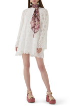 Long-Sleeve Mini Dress in Cotton Voile