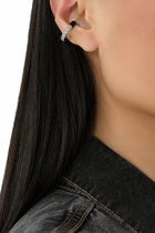 Kia Round Ear Cuff,  Silver-Plated Stainless Steel & Zirconium Oxides