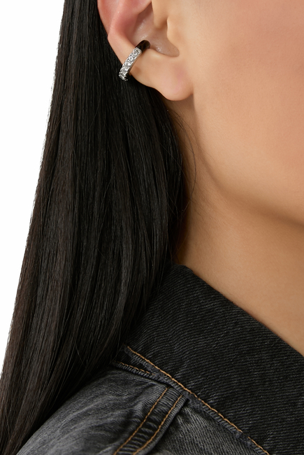 Kia Round Ear Cuff, Silver-Plated Stainless Steel & Zirconium Oxides
