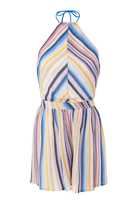 Mare Striped Raschel Sleeveless Romper