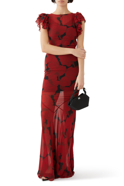 Bougainvillea Chiffon Maxi Dress