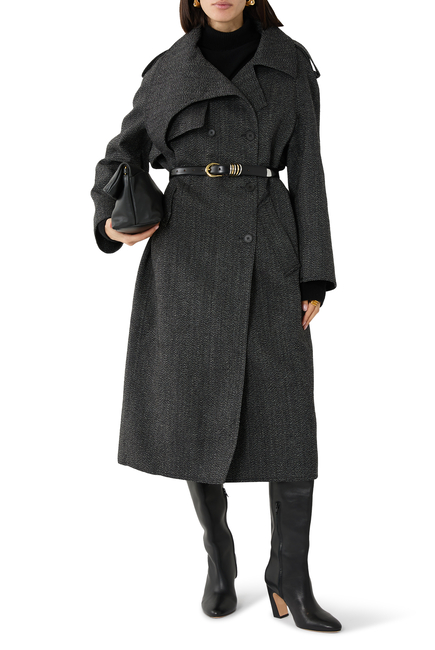 Oblique Caviar Wool Trench Coat