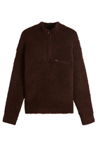 Merino Wool Boa Knit Half Zip Sweater