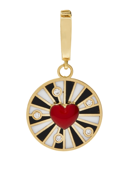 Spiral Heart Charm, 18k Yellow Gold & Diamonds