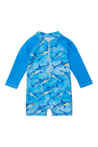 Kids Jawsome Waves Long Sleeve Sunsuit