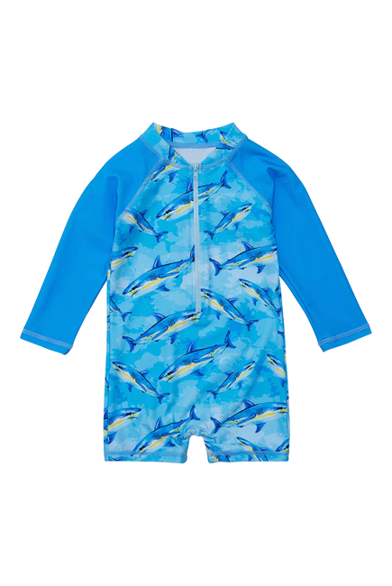 Kids Jawsome Waves Long Sleeve Sunsuit