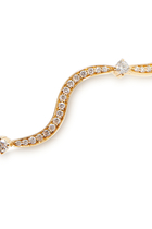 Wave Bangle, 18k Yellow Gold with Diamonds
