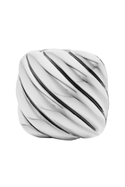 Sculpted Cable Cushion Cufflinks, Sterling Silver