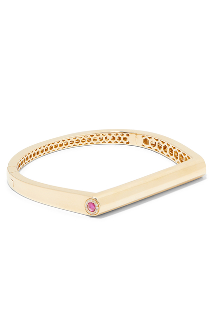 Grace Bangle, 14K Yellow Gold & Ruby