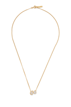 Peas in a Pod Pendant Necklace,  Recycled Sterling Silver Plated in 14k Yellow Gold Vermeil & Cubic Zirconia