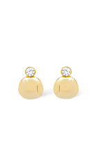 Bezel Gold Earrings, 14k Gold Plated & Cubic Zirconia
