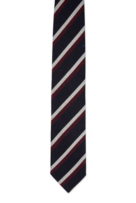 Striped Woven Silk Tie