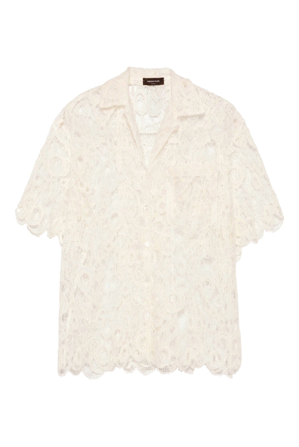Lace Scalloped-Hem Shirt