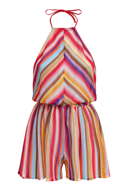 Mare Striped Raschel Sleeveless Romper
