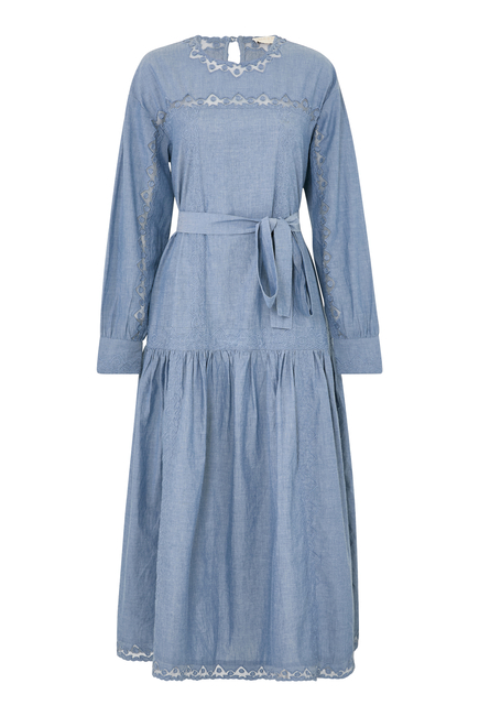  Brin Drop Waist Long Sleeve Dress