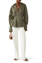 Noronha Draped Cotton Poplin Top