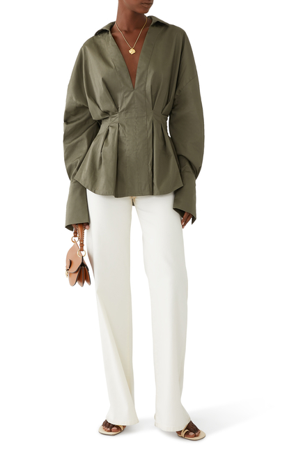 Noronha Draped Cotton Poplin Top