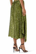 Asymmetric Sequined Midi Skirt 