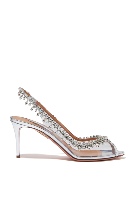 Temptation 75 Crystal Plexi Slingback Pumps