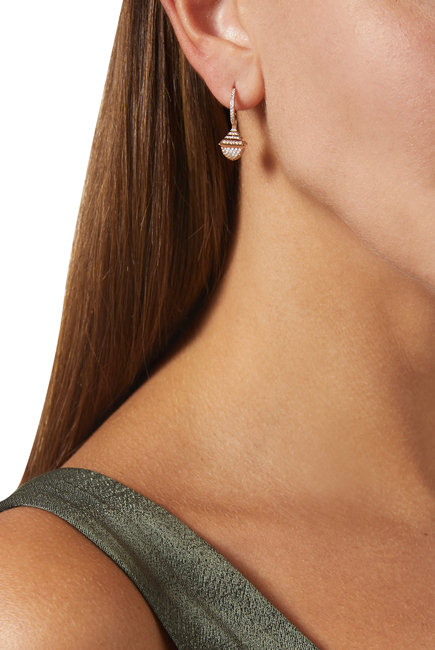 Cleo Midi Rev Earrings, 18k Rose Gold with Full Diamonds