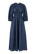 Shirred Plunge Button Dress