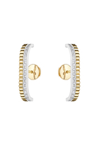 Quatre Grosgrain Hoop Earrings,  18K Yellow Gold with White Gold & Diamonds