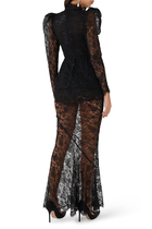 Lace V-Neck Dress with Peplum and Body