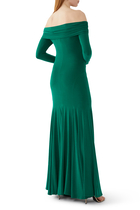 Augusta Off the Shoulder Ruched Maxi Dress