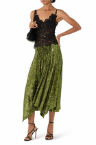 Asymmetric Sequined Midi Skirt 