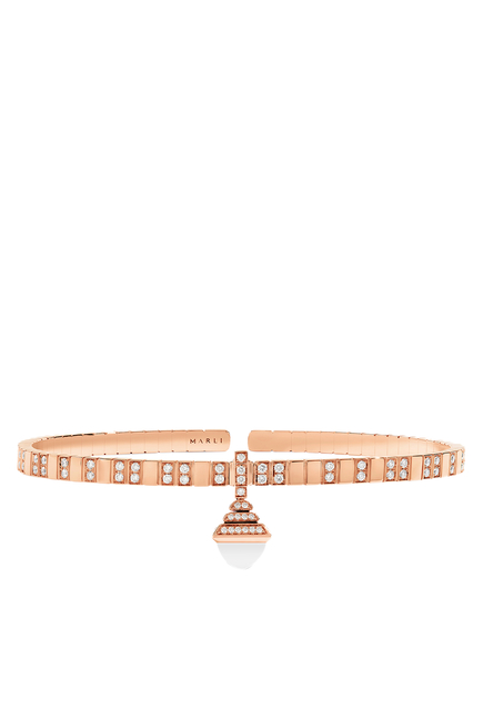 Cleo Charm Bracelet, 18k Rose Gold, White Agate & Diamonds